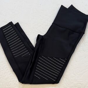 ALO Yoga Black Leggings with White Stripes
